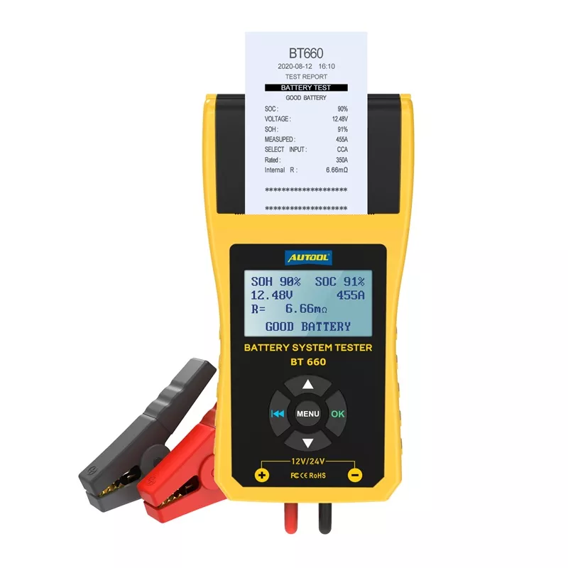 AUTOOL BT660 6-30V Battery Tester with Printer Power System AUTOOL BT660 6-30V Battery Tester with Printer Power System