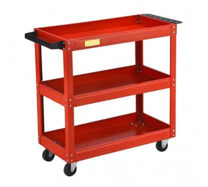 Mega Mechanic tool cart with 3 shelves and Double Sided Pegboard
