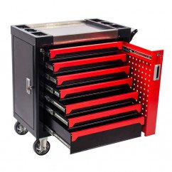 Mega Mechanic tool cart with 7 shelves and Double Sided Pegboard