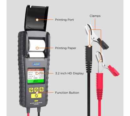 AUTOOL BT860 12-24V Battery Tester with Printer & Temperature