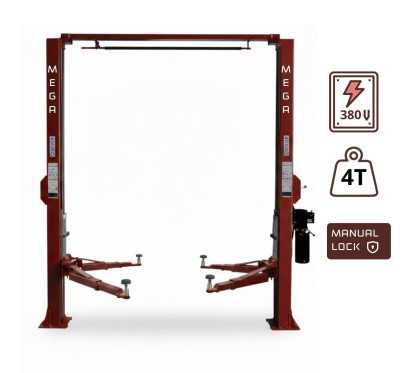 TWO POST LIFT 4 TON 380V - MANUAL LOCK - RED