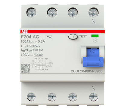 ABB F204 AC-100/0.3 RCCB 100A 4 Pole 300mA Earth Leakage Breaker