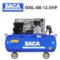 The BACA RA‑500L‑8B‑12.5HP ضاغط هواء صناعي – خزان 500 لتر – مضخة ثنائية الرأس – 8 بار – 12.5HP
