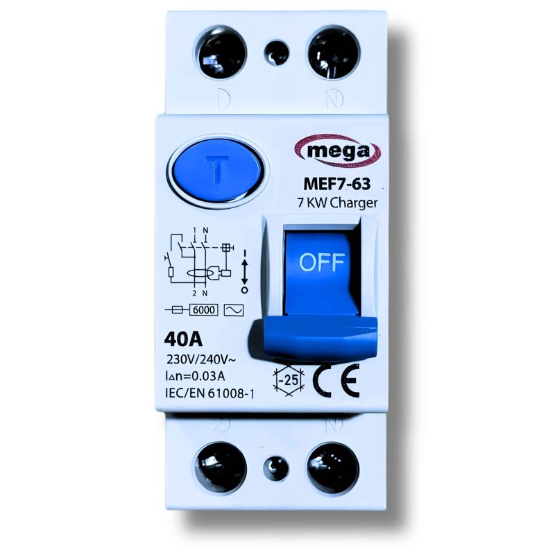 MEGA MEF7‑63 4P 40A ELCB – 30mA Earth Leakage Protector for EV Chargers