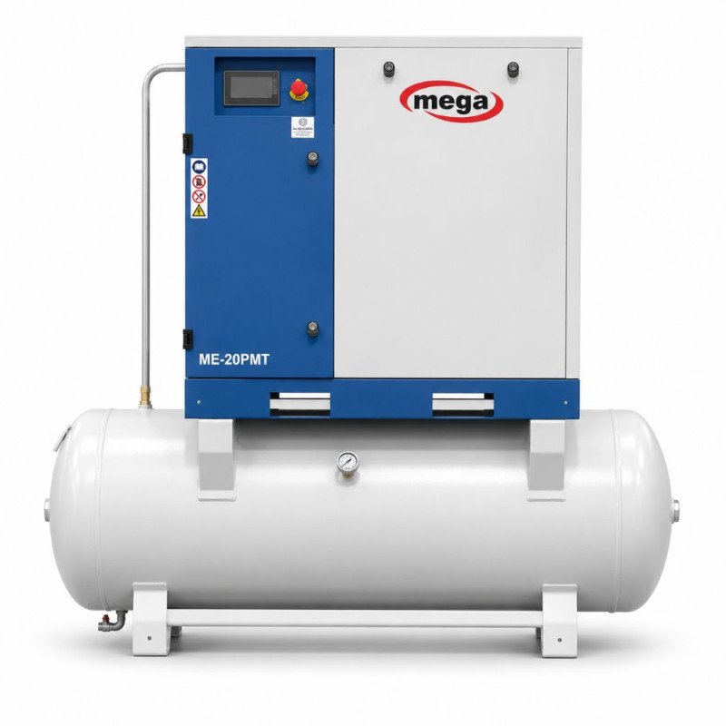 20HP Tank-Mounted PM-VSD Screw Air Compressor – MEGA ME-20PMT