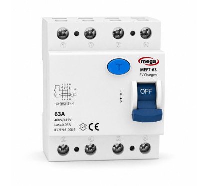 63A 4 Pole 30mA ELCB / RCCB – MEF7-63-4P