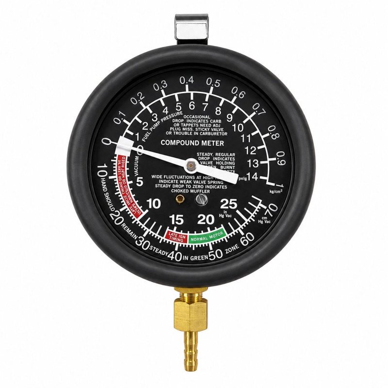 Hromee Fuel Pump Test Kit – Pressure & Vacuum Gauge Set with Hose, Adapters & Carrying Case