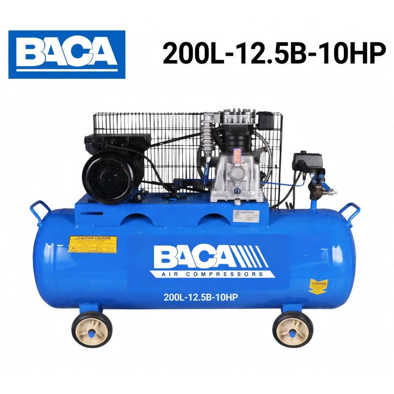 The BACA RA‑200L‑12.5B‑10HP ضاغط هواء صناعي – خزان 200 لتر – مضخة ثنائية الرأس 2‑Head The BACA RA‑200L‑12.5B‑10HP ضاغط هواء صناعي – خزان 200 لتر – مضخة ثنائية الرأس 2‑Head