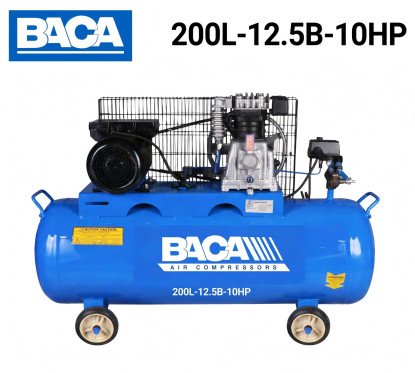 The BACA RA‑200L‑12.5B‑10HP ضاغط هواء صناعي – خزان 200 لتر – مضخة ثنائية الرأس 2‑Head