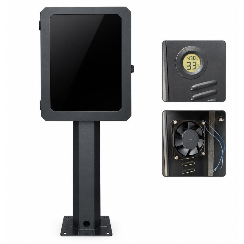 EV Charger Pedestal with Enclosure – Black Steel Charging Station Stand